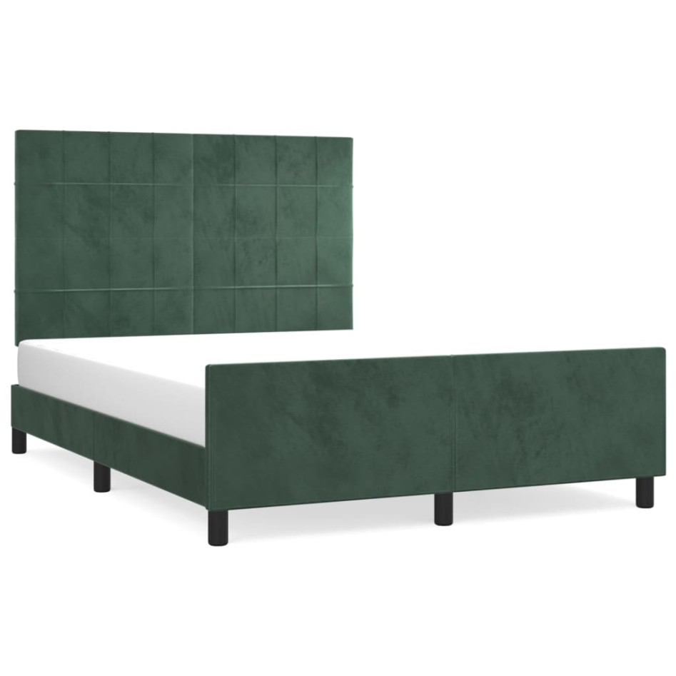 Estructura cama sin colchón terciopelo verde oscuro 140x190