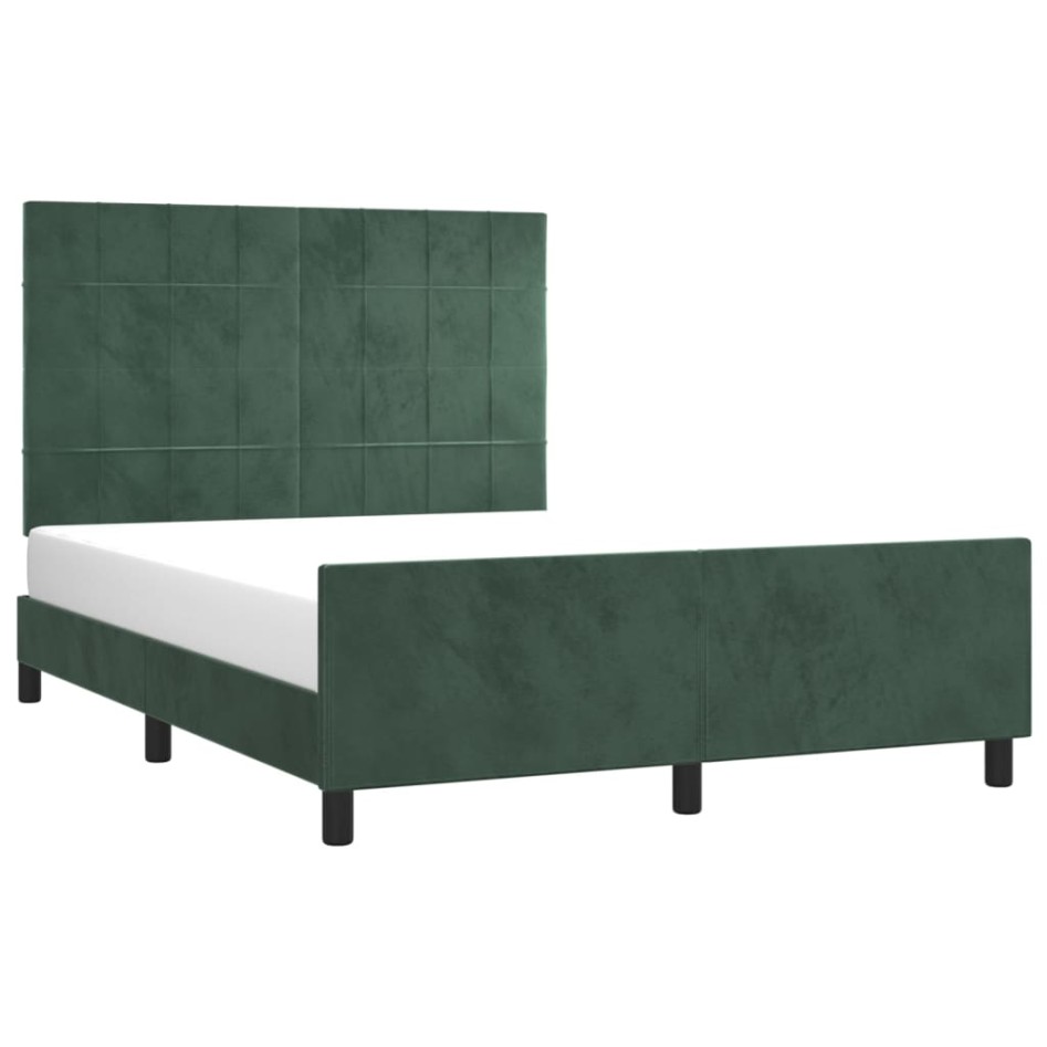 Estructura cama sin colchón terciopelo verde oscuro 140x190