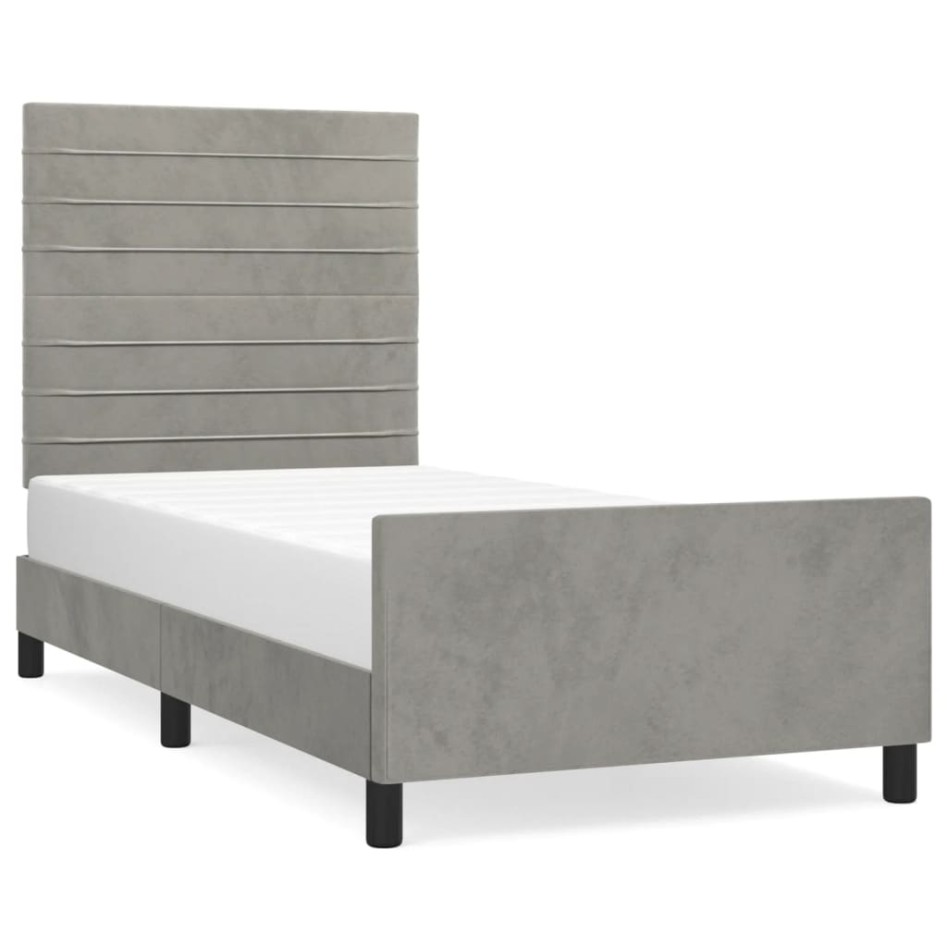 Estructura de cama sin colchón terciopelo gris claro 80x200