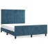Estructura de cama sin colchón terciopelo azul oscuro