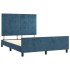 Estructura de cama sin colchón terciopelo azul oscuro
