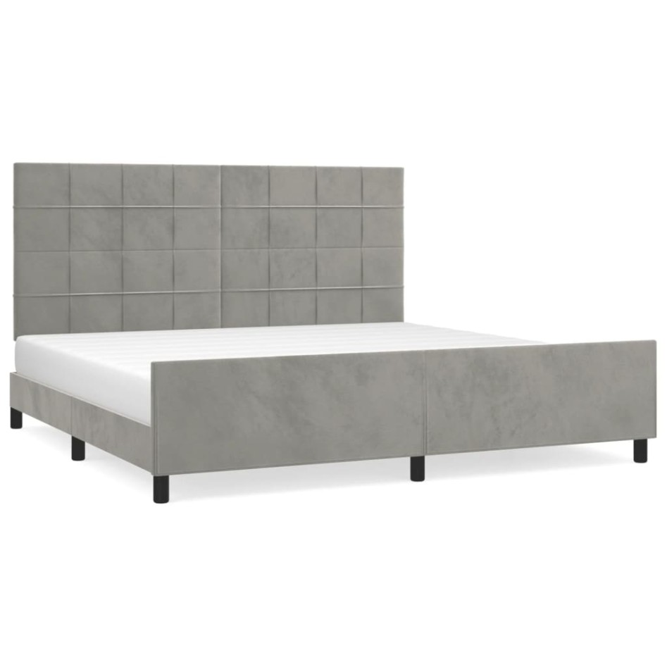 Estructura de cama sin colchón terciopelo gris claro 200x200