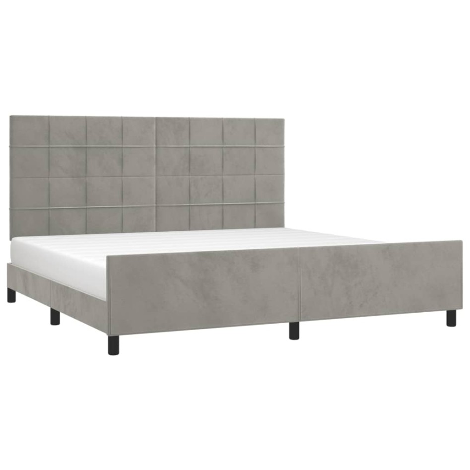 Estructura de cama sin colchón terciopelo gris claro 200x200