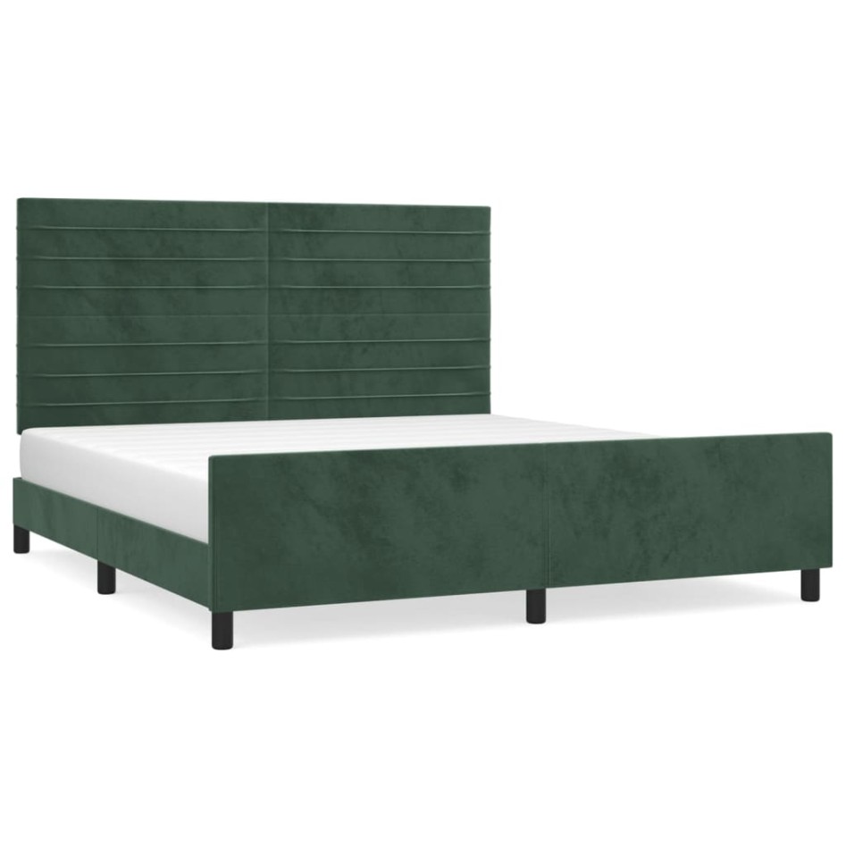 Estructura cama sin colchón terciopelo verde oscuro 160x200