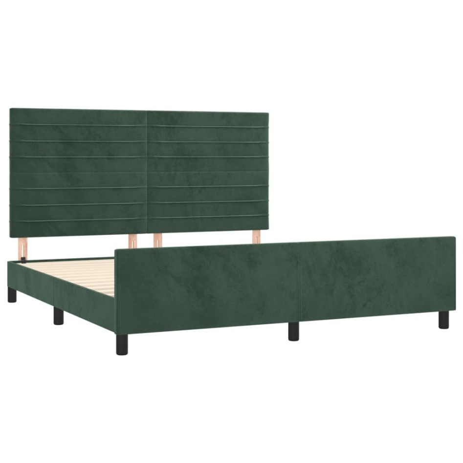 Estructura cama sin colchón terciopelo verde oscuro 160x200