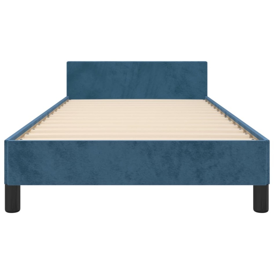 Estructura de cama sin colchón terciopelo azul oscuro 90x200