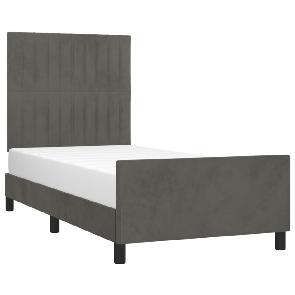 Estructura de cama sin colchón terciopelo gris oscuro 90x190