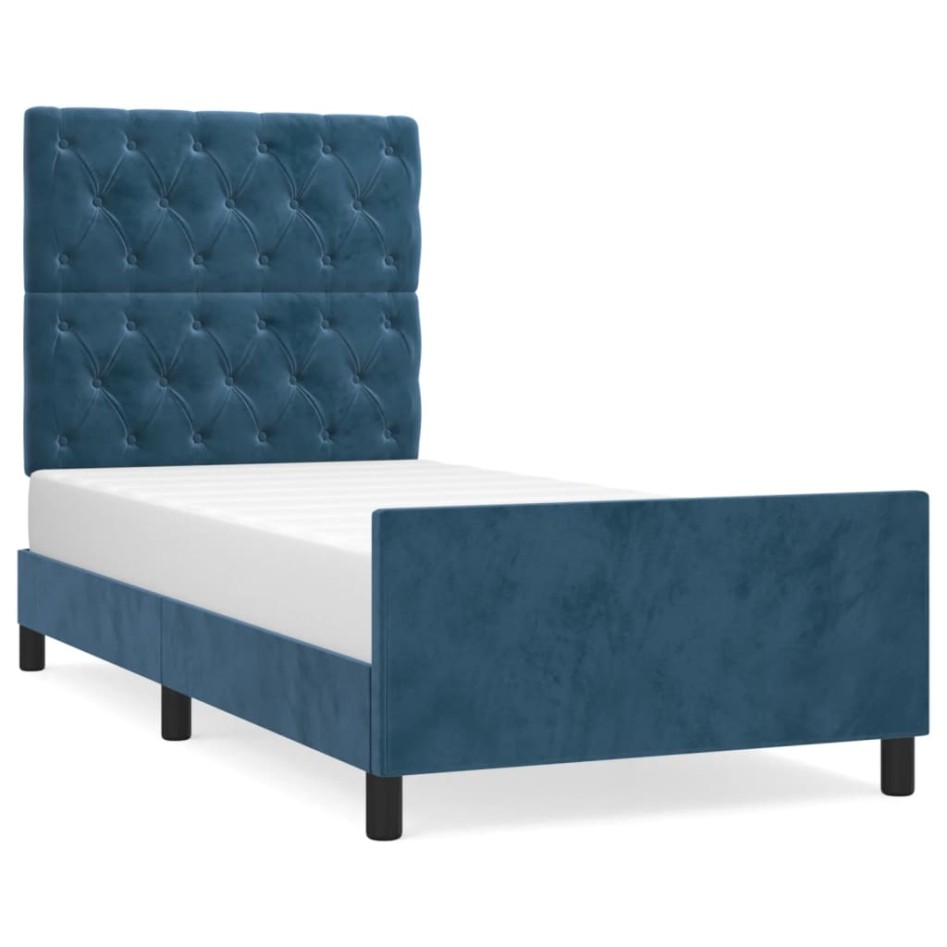 Estructura de cama sin colchón terciopelo azul oscuro 80x200