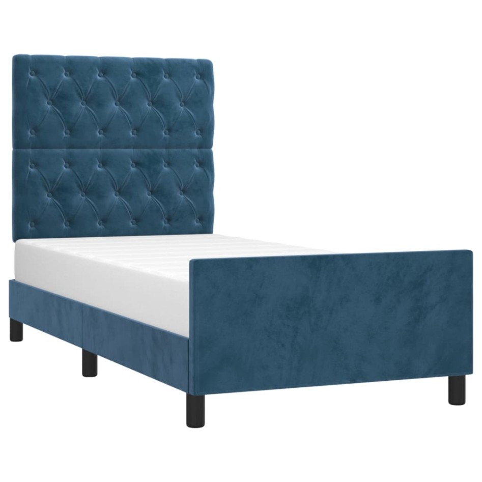 Estructura de cama sin colchón terciopelo azul oscuro 80x200