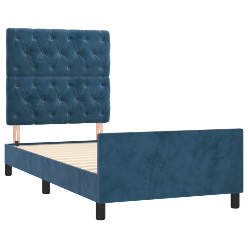 Estructura de cama sin colchón terciopelo azul oscuro 80x200