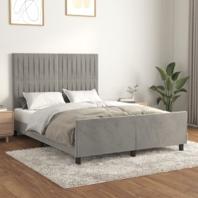 Estructura de cama sin colchón terciopelo gris claro 140x190