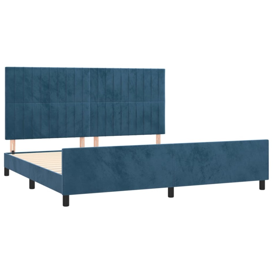 Estructura cama sin colchón terciopelo azul oscuro 200x200