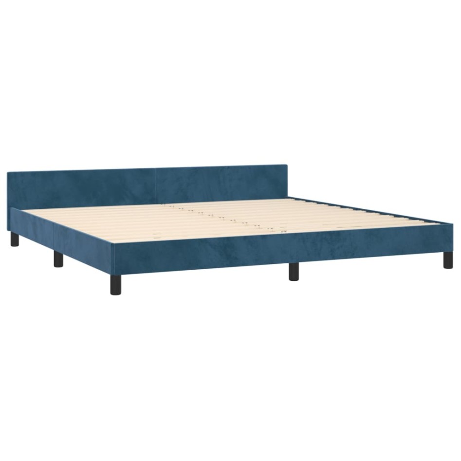 Estructura cama sin colchón terciopelo azul oscuro 200x200