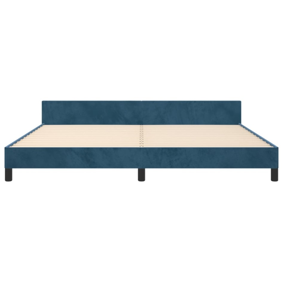 Estructura cama sin colchón terciopelo azul oscuro 200x200