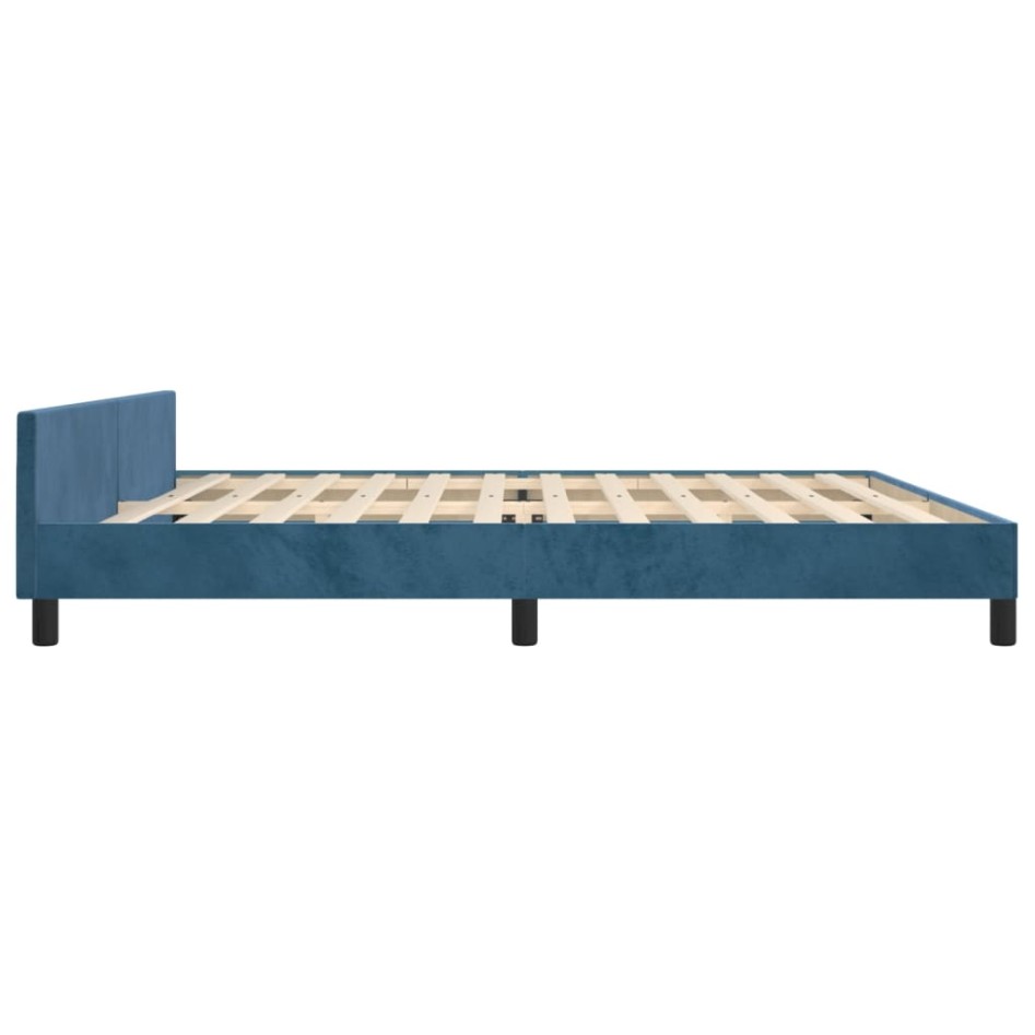Estructura cama sin colchón terciopelo azul oscuro 200x200