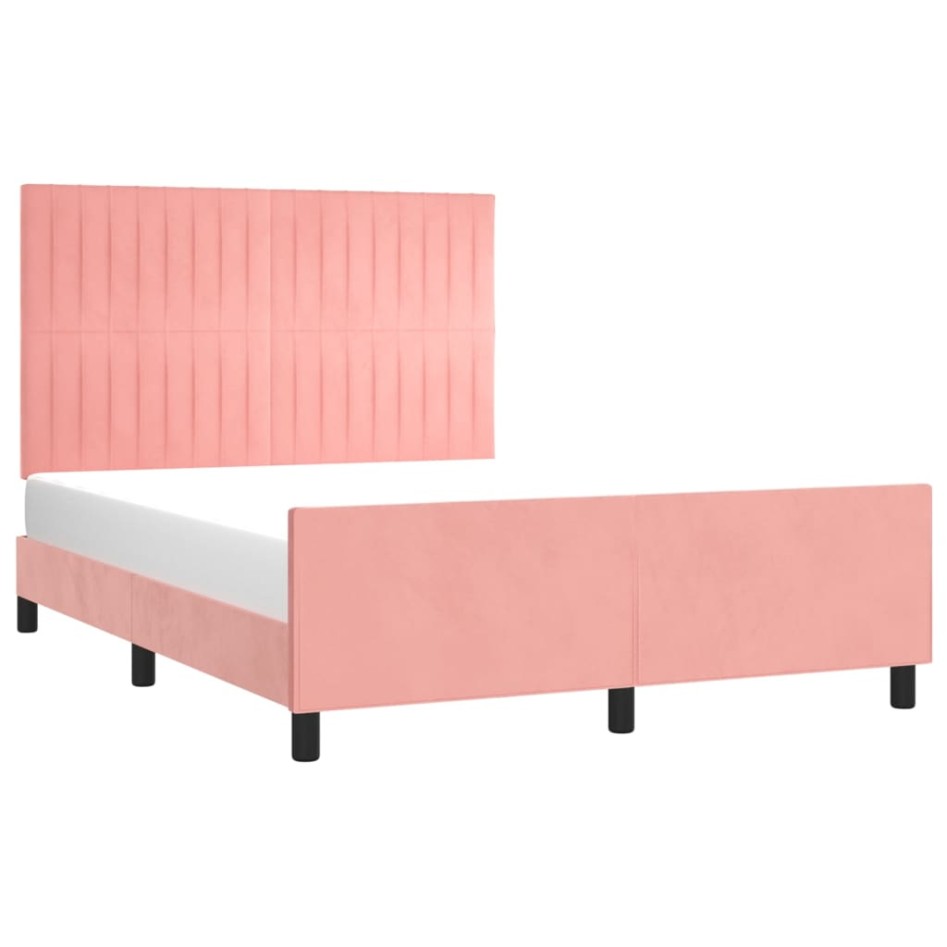 Estructura de cama sin colchón terciopelo rosa 140x200