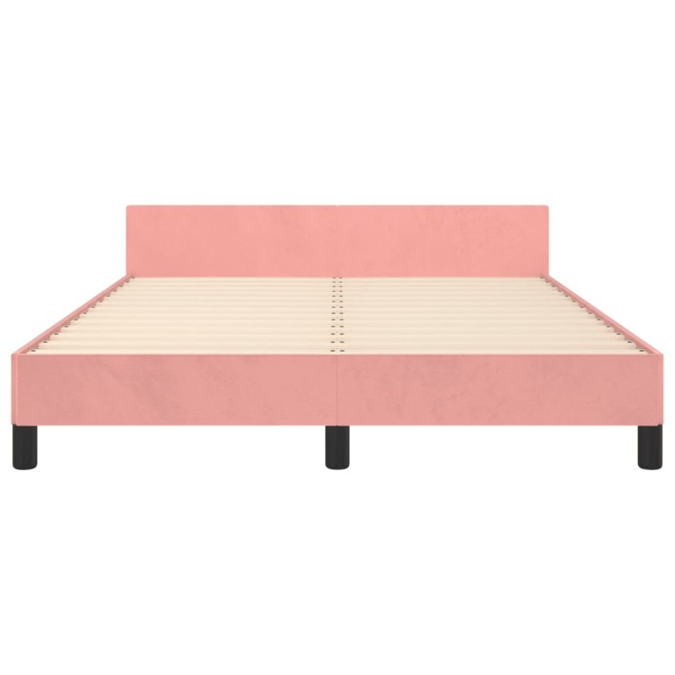 Estructura de cama sin colchón terciopelo rosa 140x190