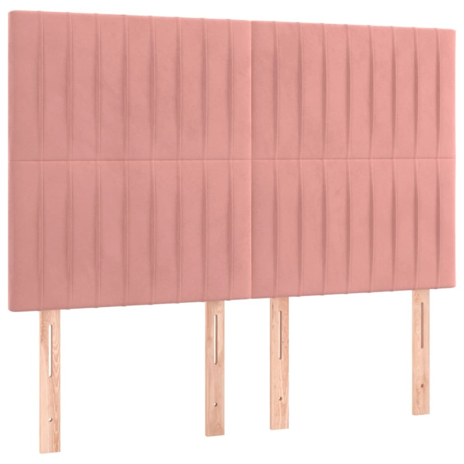 Estructura de cama sin colchón terciopelo rosa 140x190
