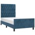 Estructura de cama sin colchón terciopelo azul oscuro 90x200