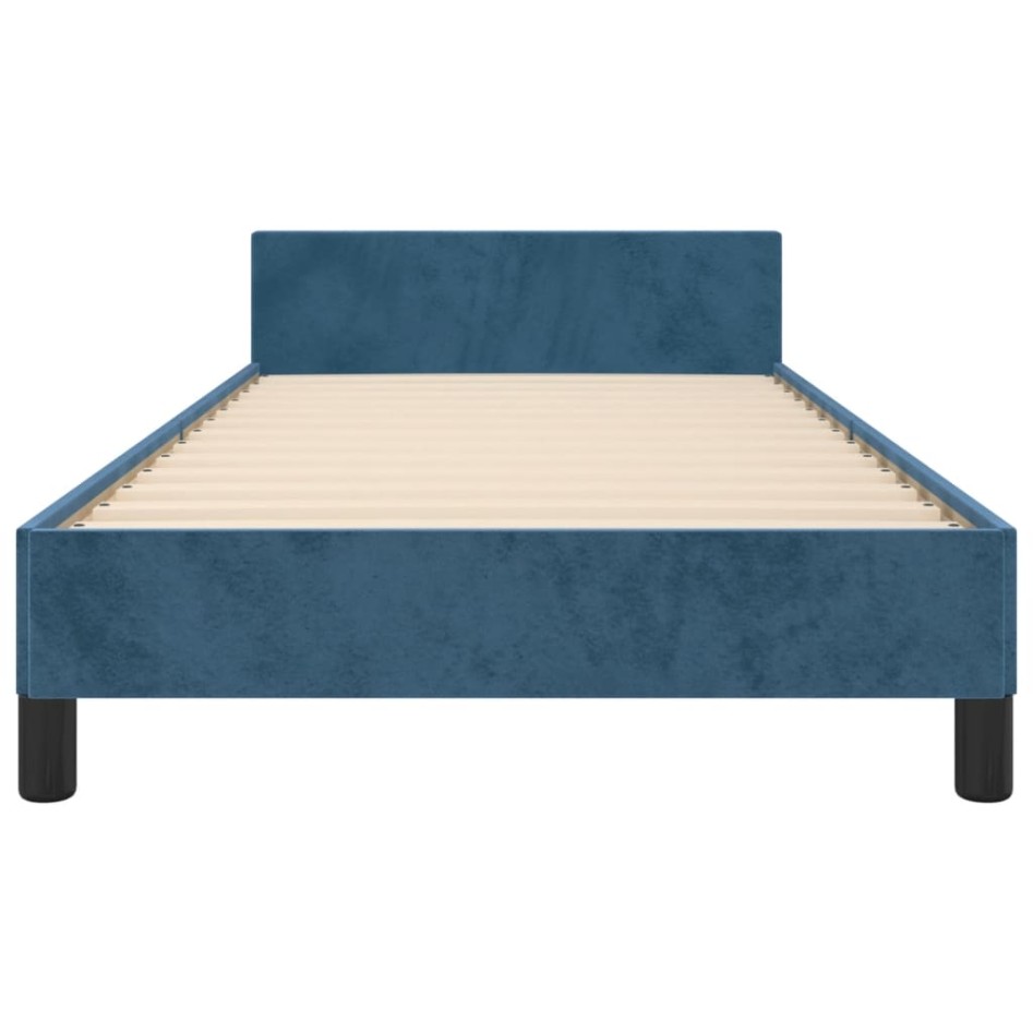 Estructura de cama sin colchón terciopelo azul oscuro 90x200