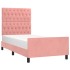Estructura de cama sin colchón terciopelo rosa 90x190