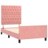 Estructura de cama sin colchón terciopelo rosa 90x190