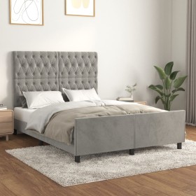 Estructura de cama sin colchón terciopelo gris claro 140x190
