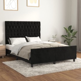 Estructura de cama sin colchón terciopelo negro 140x190