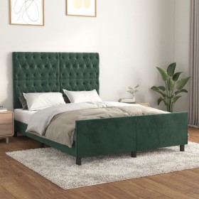 Estructura cama sin colchón terciopelo verde oscuro 140x200
