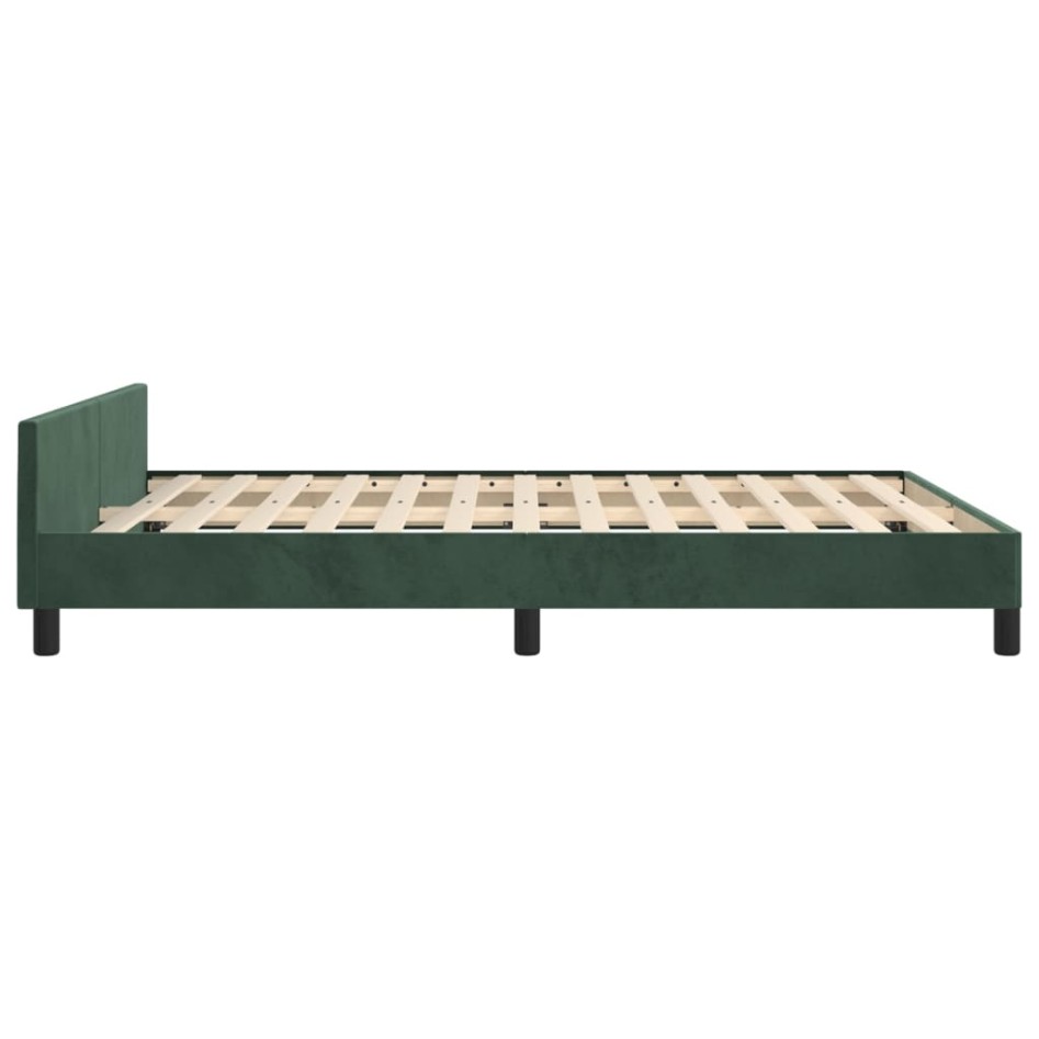 Estructura cama sin colchón terciopelo verde oscuro 140x200