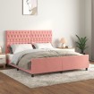 Estructura de cama con cabecero de terciopelo rosa 180x200 cm