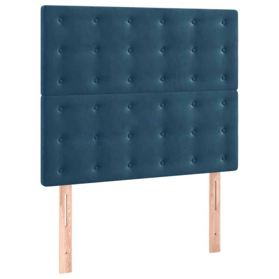 Estructura de cama sin colchón terciopelo azul oscuro 90x200