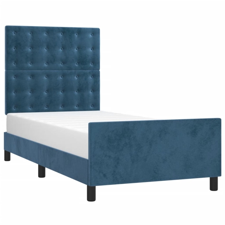Estructura de cama sin colchón terciopelo azul oscuro 80x200