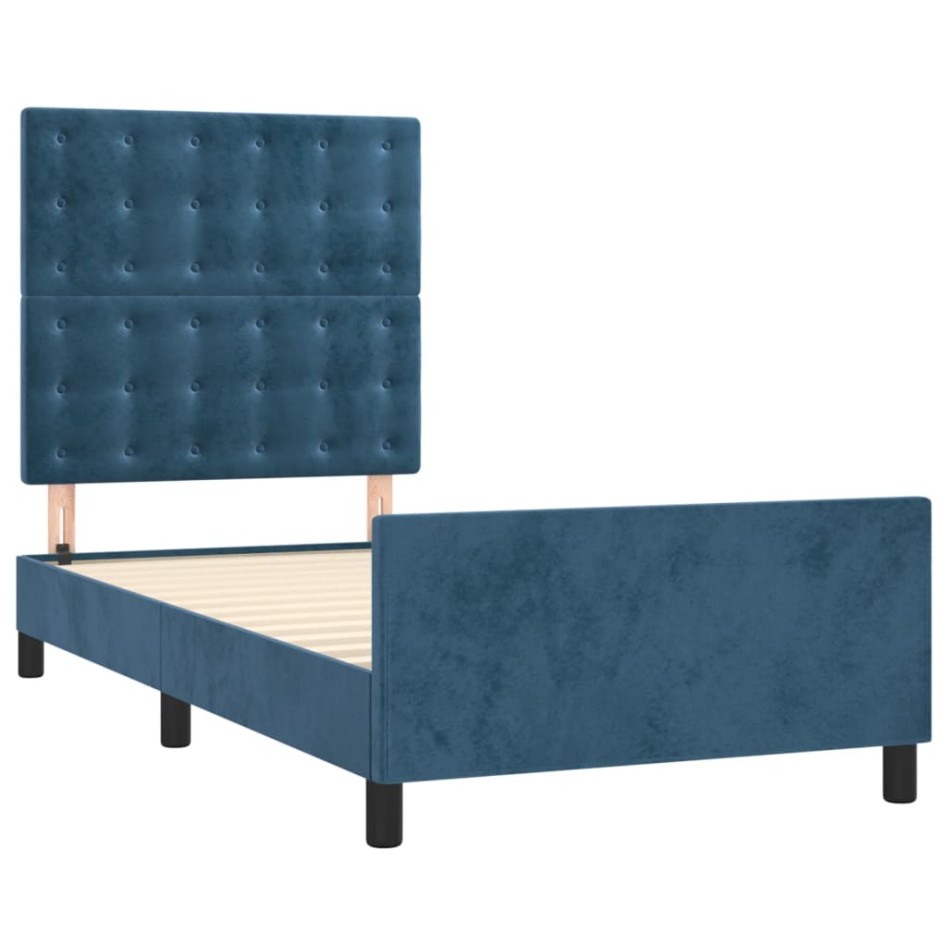 Estructura de cama sin colchón terciopelo azul oscuro 80x200