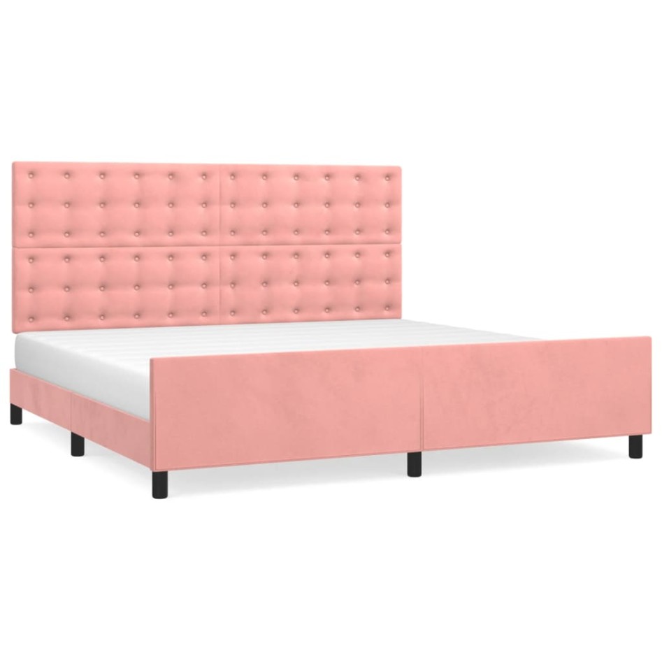 Estructura cama sin colchón terciopelo rosa 200x200
