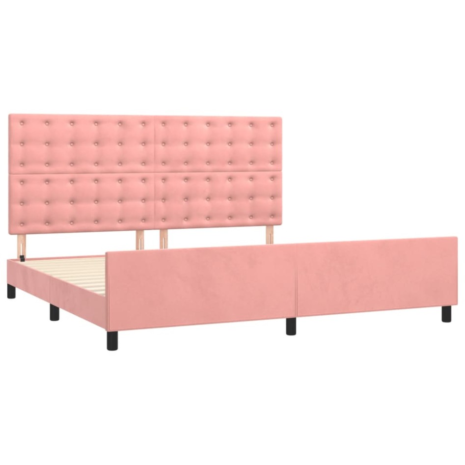 Estructura cama sin colchón terciopelo rosa 200x200