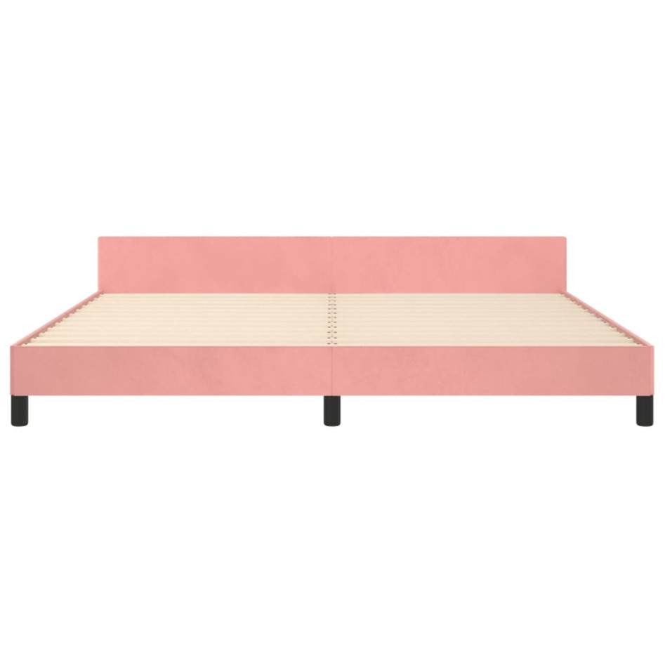 Estructura cama sin colchón terciopelo rosa 200x200