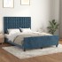 Estructura de cama sin colchón terciopelo azul oscuro