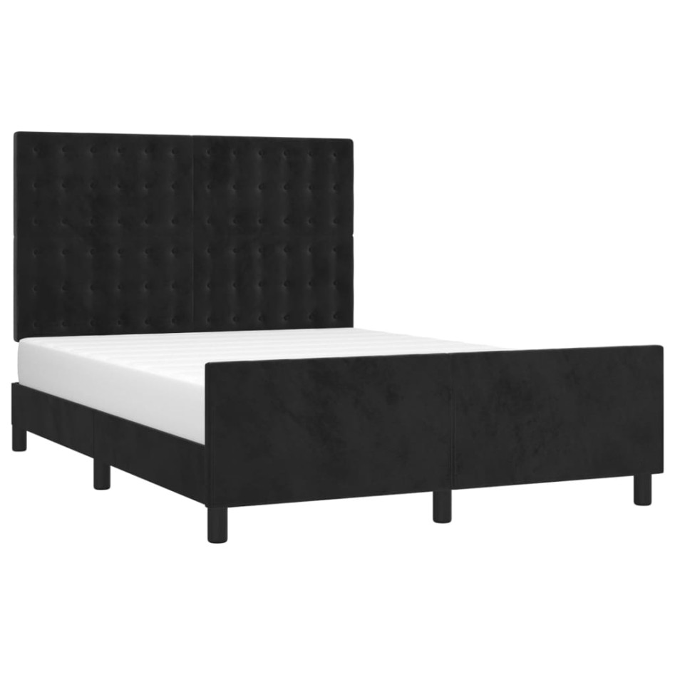 Estructura de cama sin colchón terciopelo negro 140x190