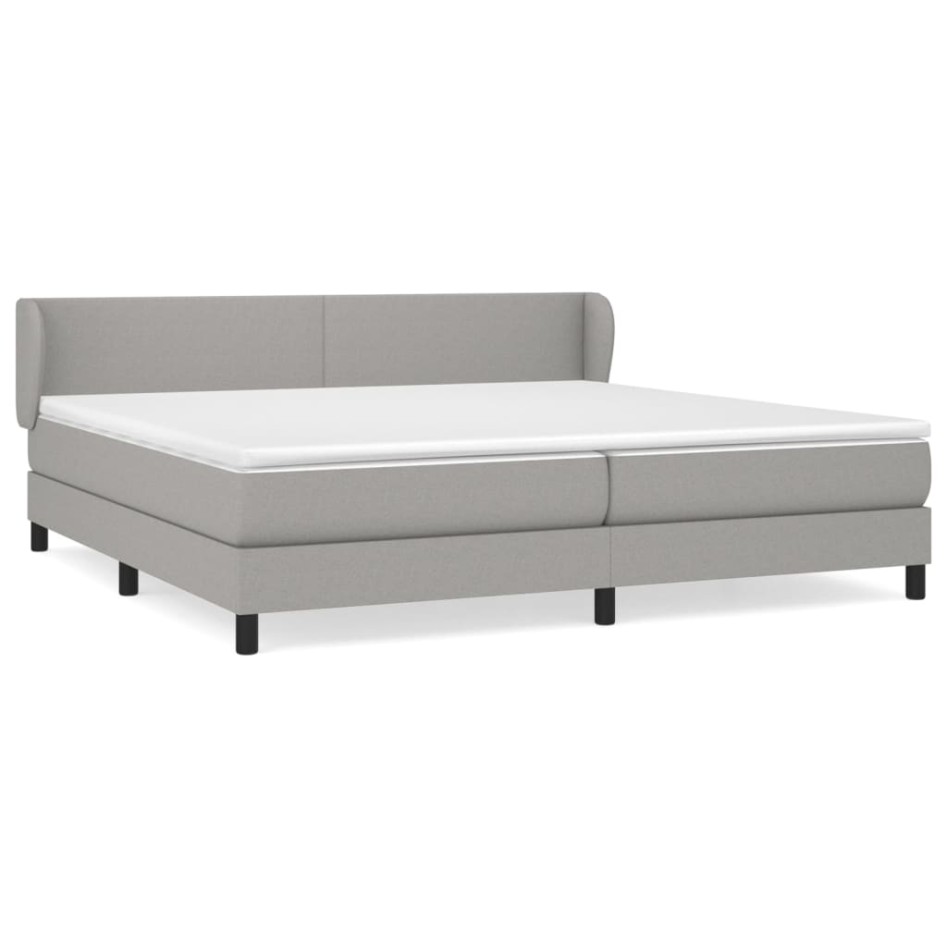 Cama box spring con colchón tela gris claro 200x200