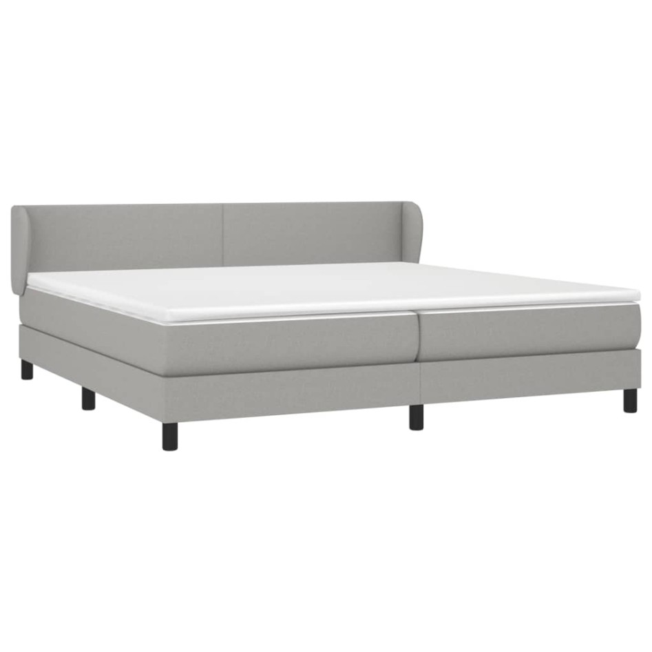 Cama box spring con colchón tela gris claro 200x200