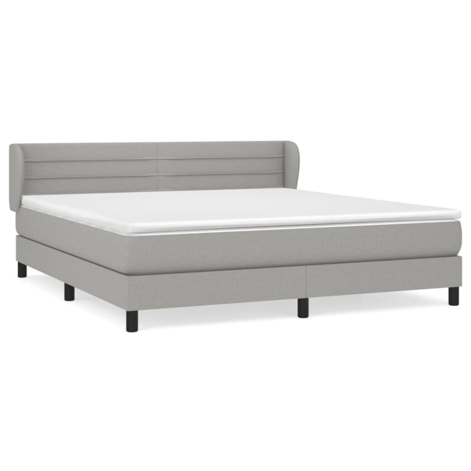 Cama box spring con colchón tela gris claro 180x200