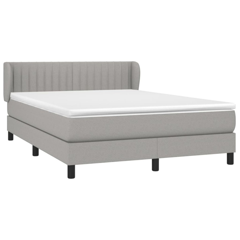 Cama box spring con colchón tela gris claro 140x190