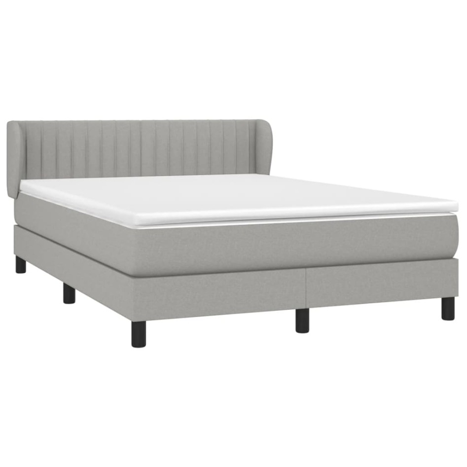 Cama box spring con colchón tela gris claro 140x200