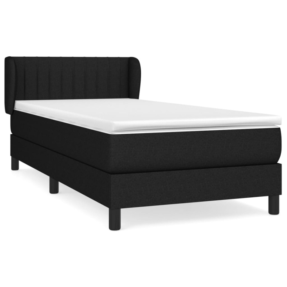 Cama box spring con colchón tela negro 100x200
