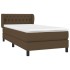 Cama box spring con colchón tela marrón oscuro 100x200