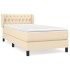 Cama box spring con colchón tela color crema 100x200