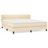 Cama box spring con colchón tela color crema 160x200