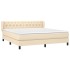 Cama box spring con colchón tela color crema 160x200