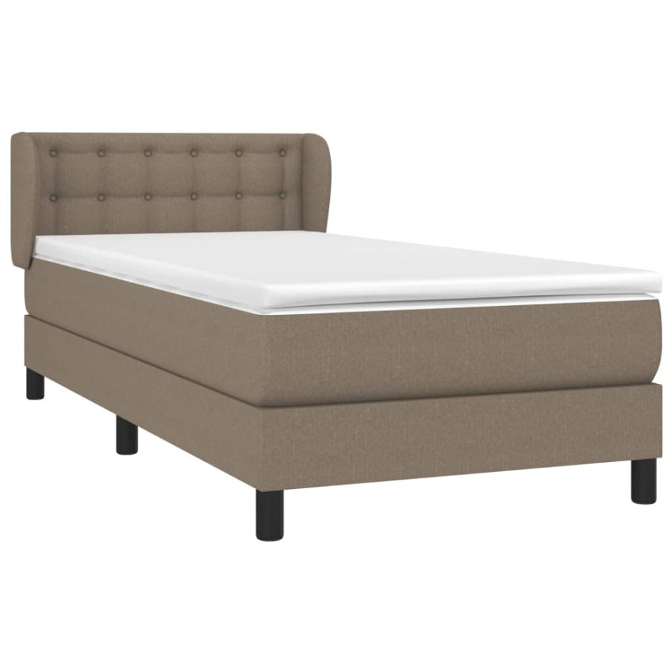 Cama box spring con colchón tela gris taupe 80x200